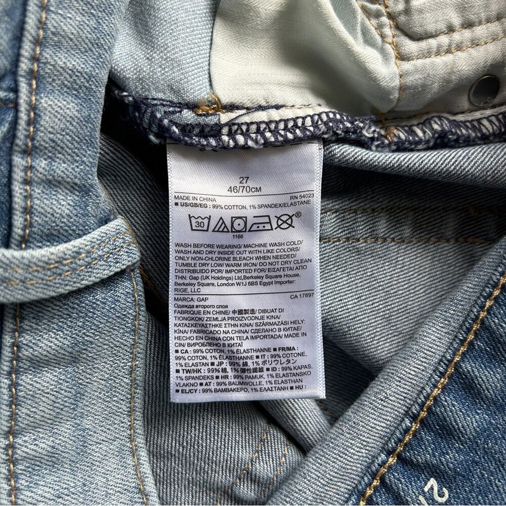 GAP Light Wash Distressed Rips Patchwork Mid-Rise… - image 14